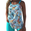 Women's Sky Blue Two-Piece Tankini Quick-Dry Swimwear